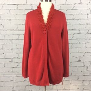 Choices Red Open Front Sweater, Size XL